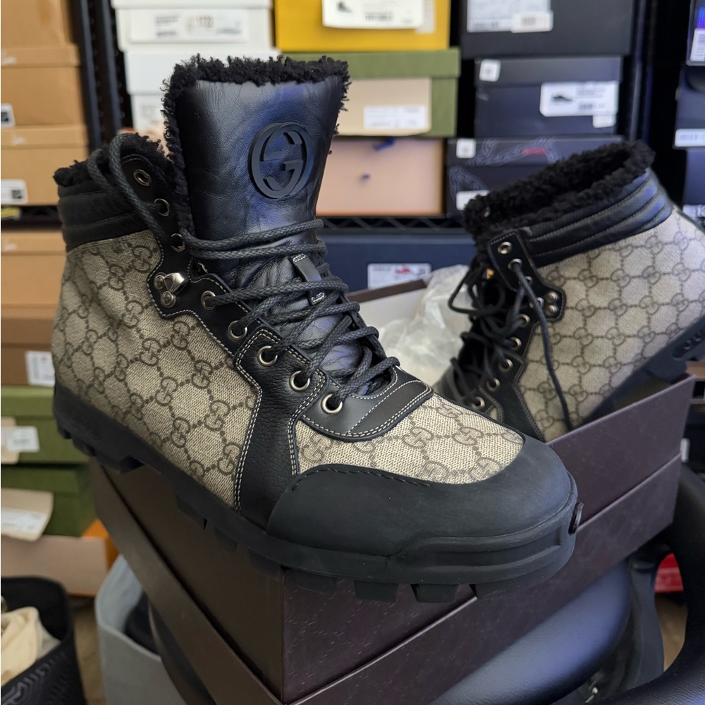 Gucci Leather Monogram Boots - Picture 2 of 12